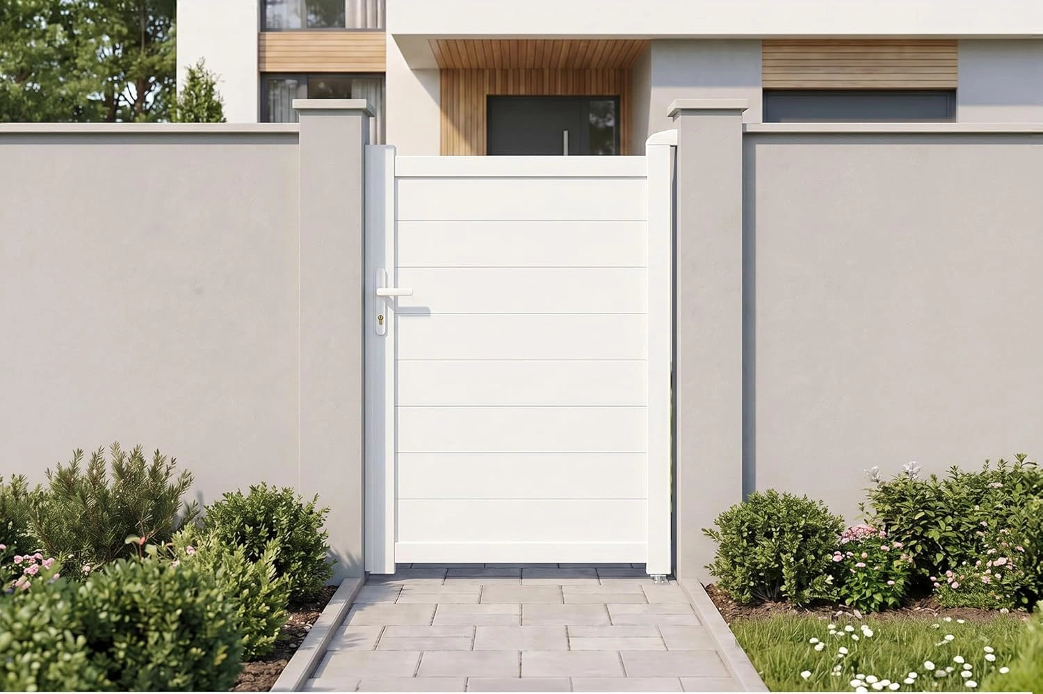 Portillon de Jardin Aluminium Blanc 100x143 cm - Design Moderne et Robuste