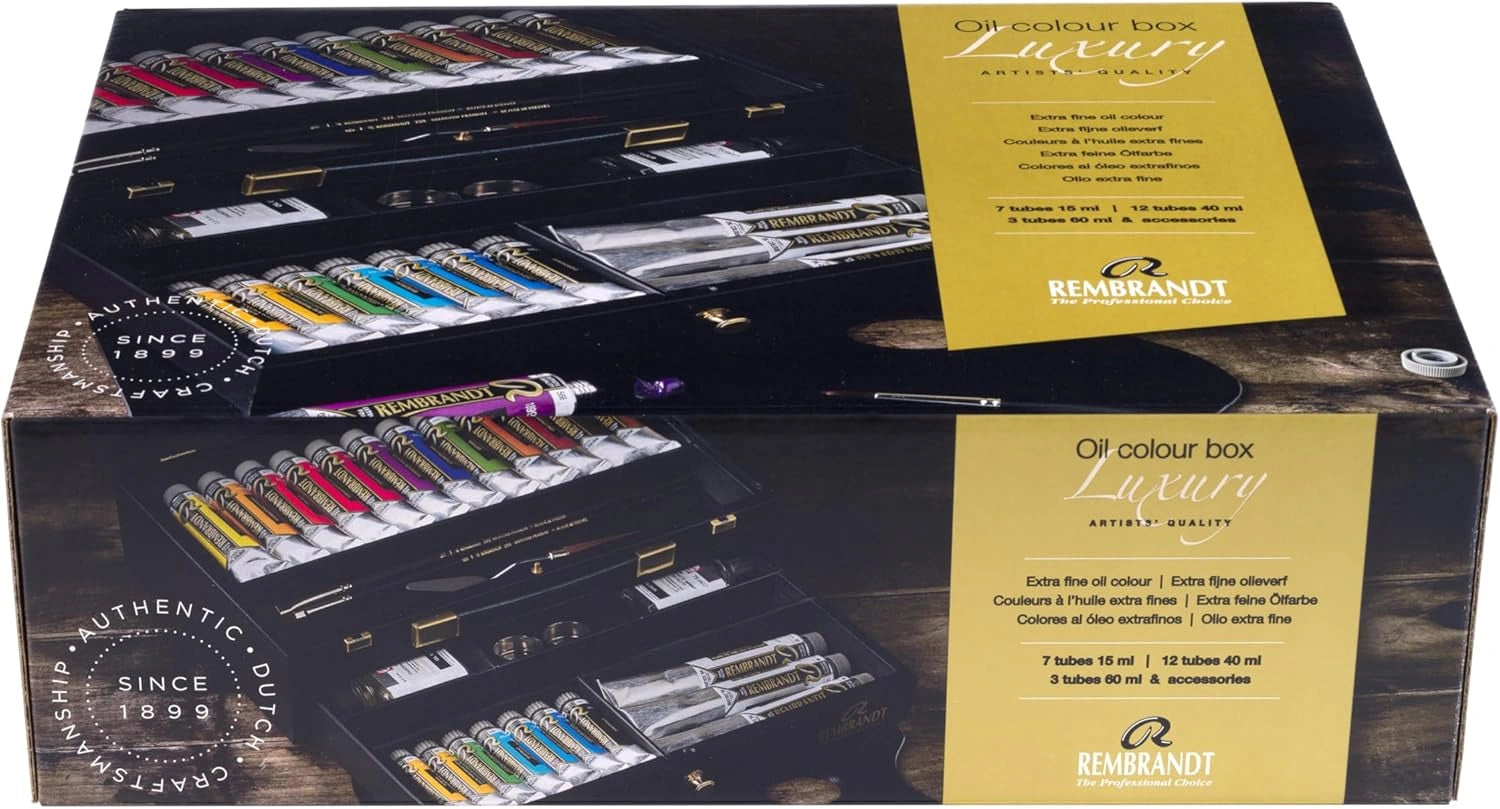 Ensemble de Peintures ¨¤ l'Huile Rembrandt avec Coffret de Luxe en Bois, 22 Couleurs et Accessoires Professionnels