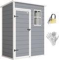Abri de Jardin Outsunny 1,14 m2 avec Porte S¨¦curis¨¦e et A¨¦ration, Fen¨ºtre - 151 x 92 x 193 cm - Plastique Gris