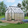 Serre de Jardin en Aluminium Noir 6x9 Pieds, Panneaux Polycarbonate, Porte S¨¦curis¨¦e